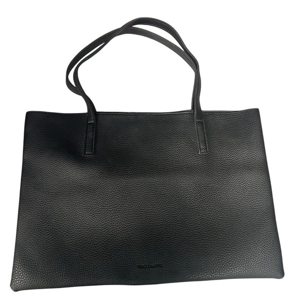 Vince Camuto Women's Black & Gray Stripe Soft Vegan Pebbled Tote Bag - Picture 2 of 5